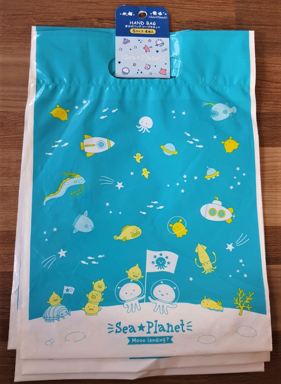 ถุงพลาสติก Sea Planet HAND BAG 1 set มี 4 ใบ ค่ะ Size : 31 x 22 cm (ญี่ปุ่น)