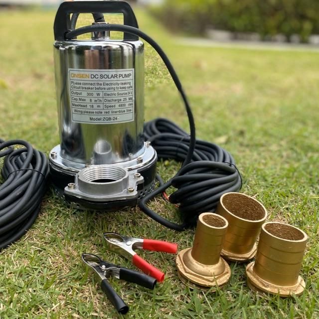 ปั้มไดโว่ Onsen แถมตัวคีบแบต 1 คู่ ท่อ 3 ขนาด สายยาว 10 เมตร 12V และ 24V