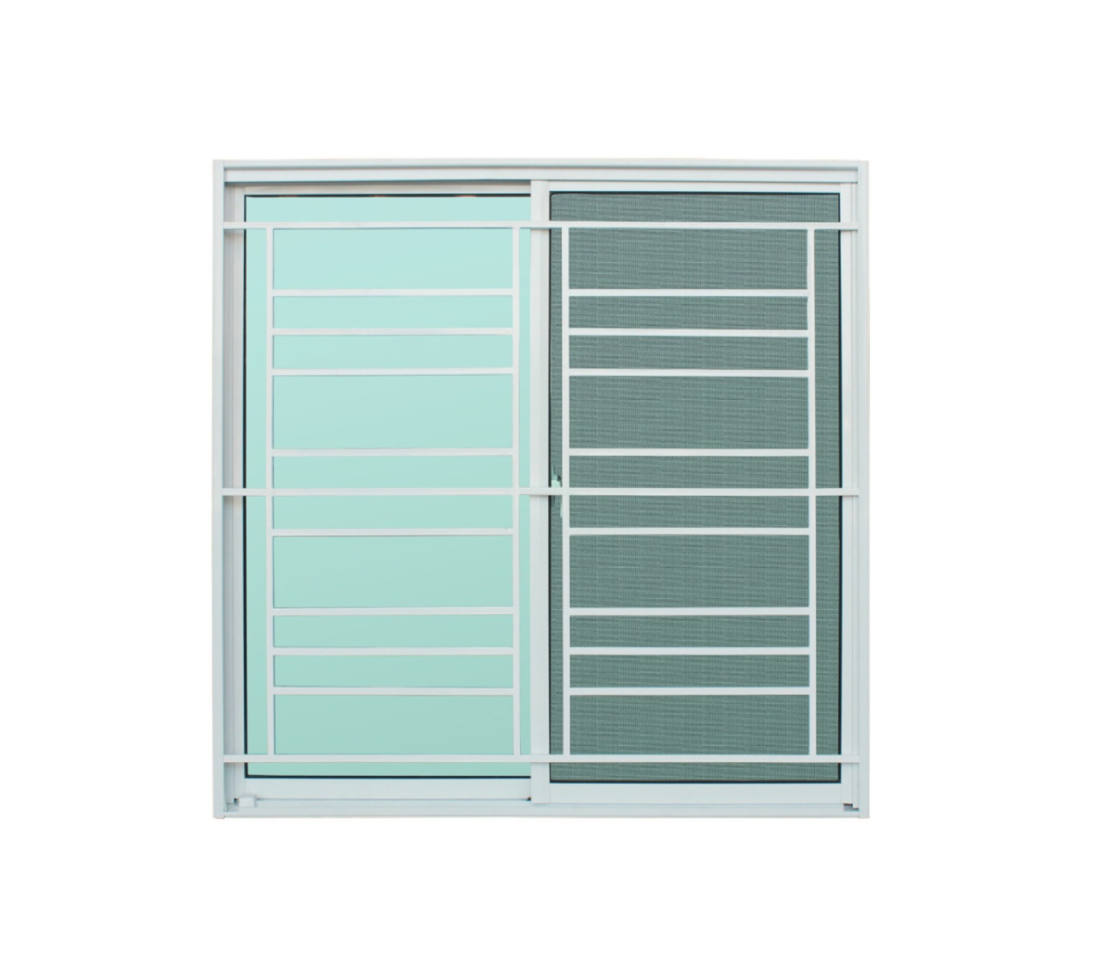 WELLINGTAN (LIKE) หน้าต่างอะลูมิเนียมพร้อมเหล็กดัด บานเลื่อน SS 120x110ซม. สีขาว