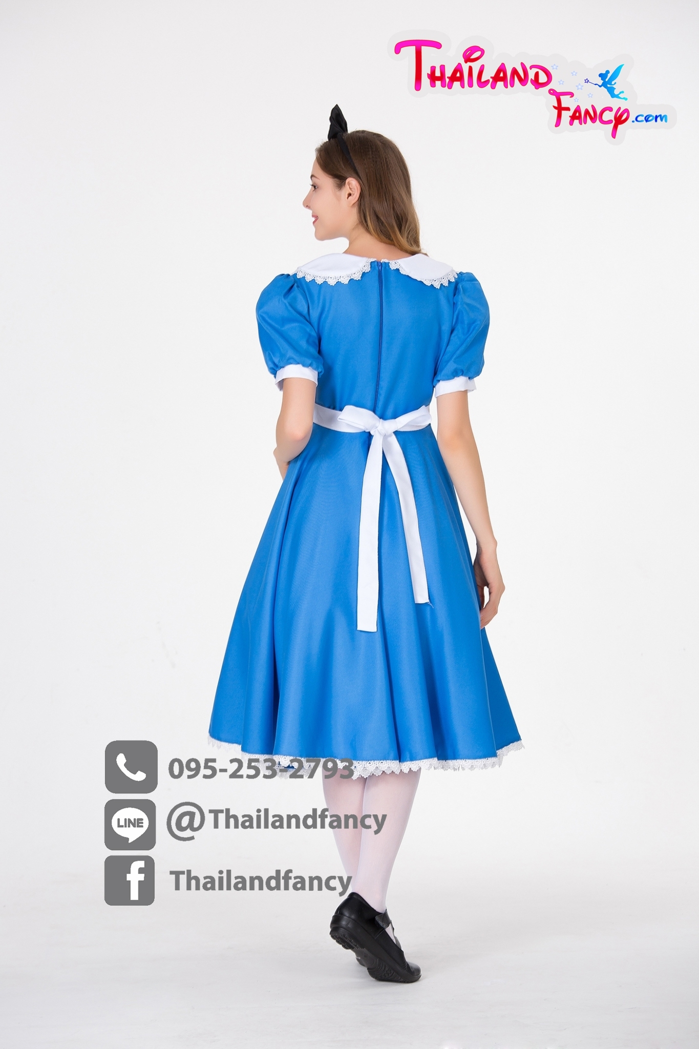 ชุดแฟนซีอลิซ ชุดคอสเพลย์อลิซ Cosplay Alice in Wonderland ชุดเมด Maid ชุดแม่บ้าน ชุดสาวใช้ ชุดอลิซอินวันเดอร์แลนด์ เดรสอลิซสีฟ้าสดใสผ้ากันเปื้อนสีขาว