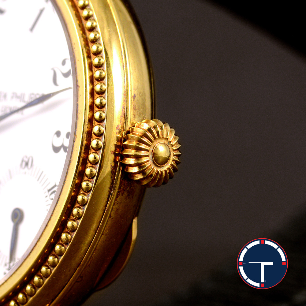 Patek Philippe Power Reserve Moon Complications Ref.5015j หน้ากระเบื้อง ตัวเรือนทอง18k หลังเปลือย ฝาหลังเปิดได้ สายหนังแท้ หัวเข็มขัดแท้ Automatic ขนาด 35 mm