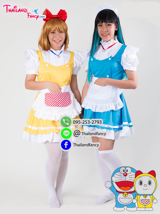ชุดแฟนซีผู้หญิงสำหรับเช่า Dorami Cosplay ชุดโดเรมี่ ชุดน้องโดเรม่อน ชุดการ์ตูนโดราเอม่อน ชุดเช่าโดเรมี่ผู้หญิงสีเหลือง