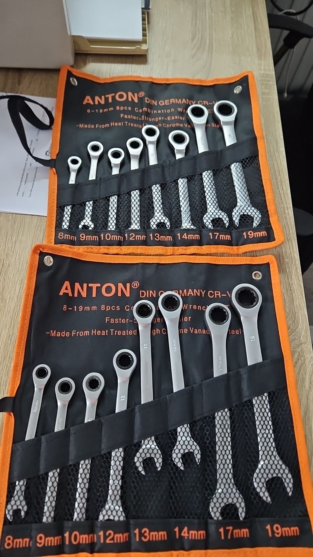 ประแจปากตายข้าง/แหวนฟรีข้าง Anton 8 ตัวชุด (พับไม่ได้)