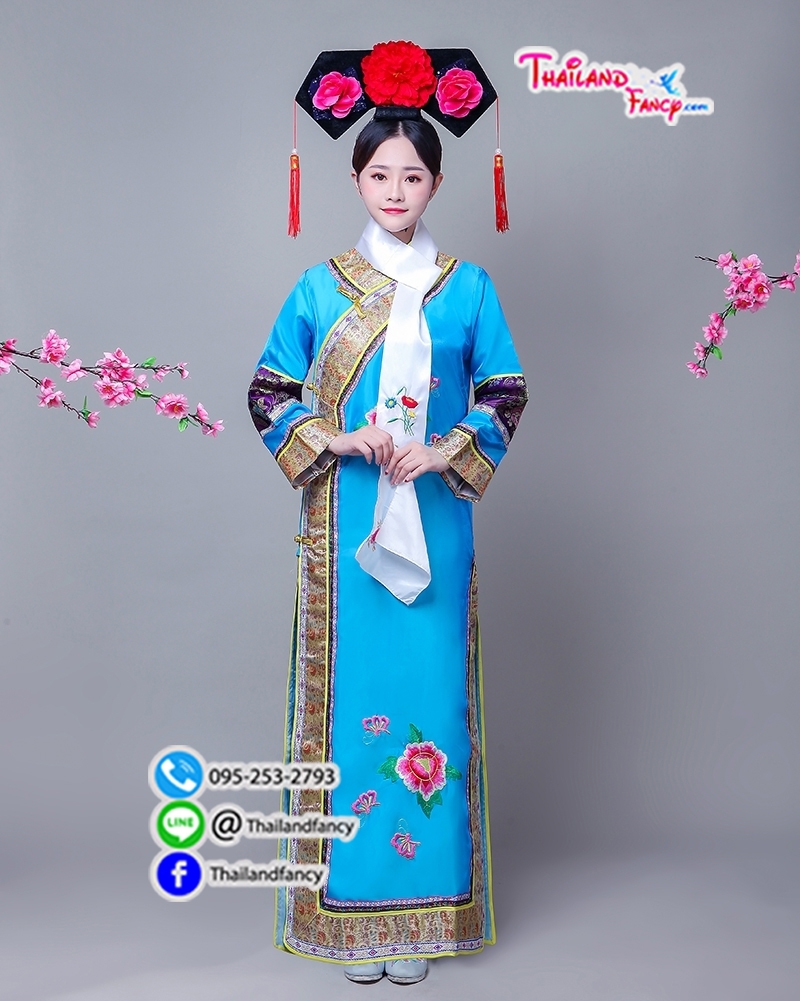 ชุดเช่าแฟนซีผู้หญิง ชุดจีนโบราณ ชุดแฟนซีองค์หญิงกำมะลอ ชุดคู่ฮ่องเต้ ชุดราชวงศ์หนังจีน ชุดไทเฮา เช่าชุดฮองเฮาจีนผู้หญิง สีชมพสดแต่งลายจีน