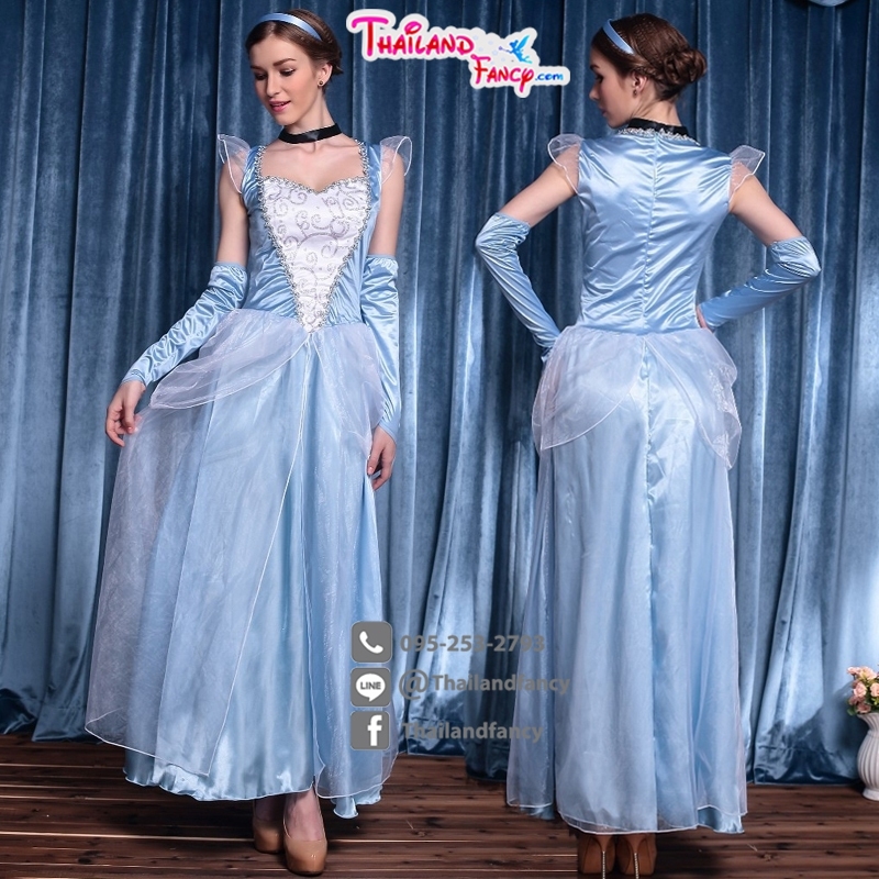 ชุดแฟนซีซินเดอเรลล่า ชุดเจ้าหญิงดิสนีย์ ชุดการ์ตูน Cinderella Cosplay ชุดนิทาน ชุดเจ้าหญิงซินเดอเรลล่ารุ่นผ้ายืดสีฟ้าอ่อน