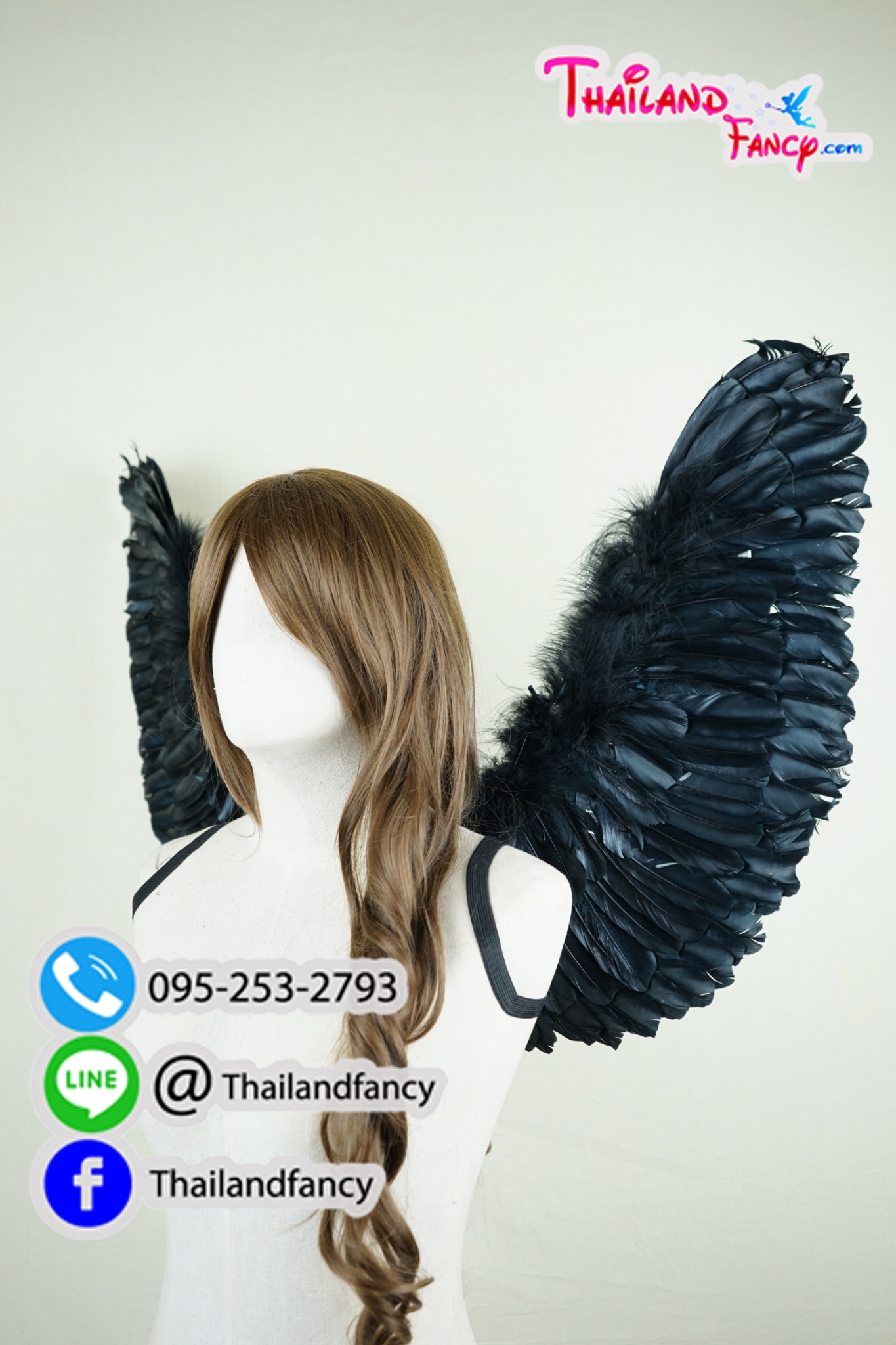 อุปกรณ์แฟนซี ปีกขนนกแฟนซี Accessories Cosplay Angel Wings ปีกขนนกนางฟ้า ปีกนางฟ้าผู้ใหญ่ ปีกนางฟ้าขนนกสีดำ Black Angel