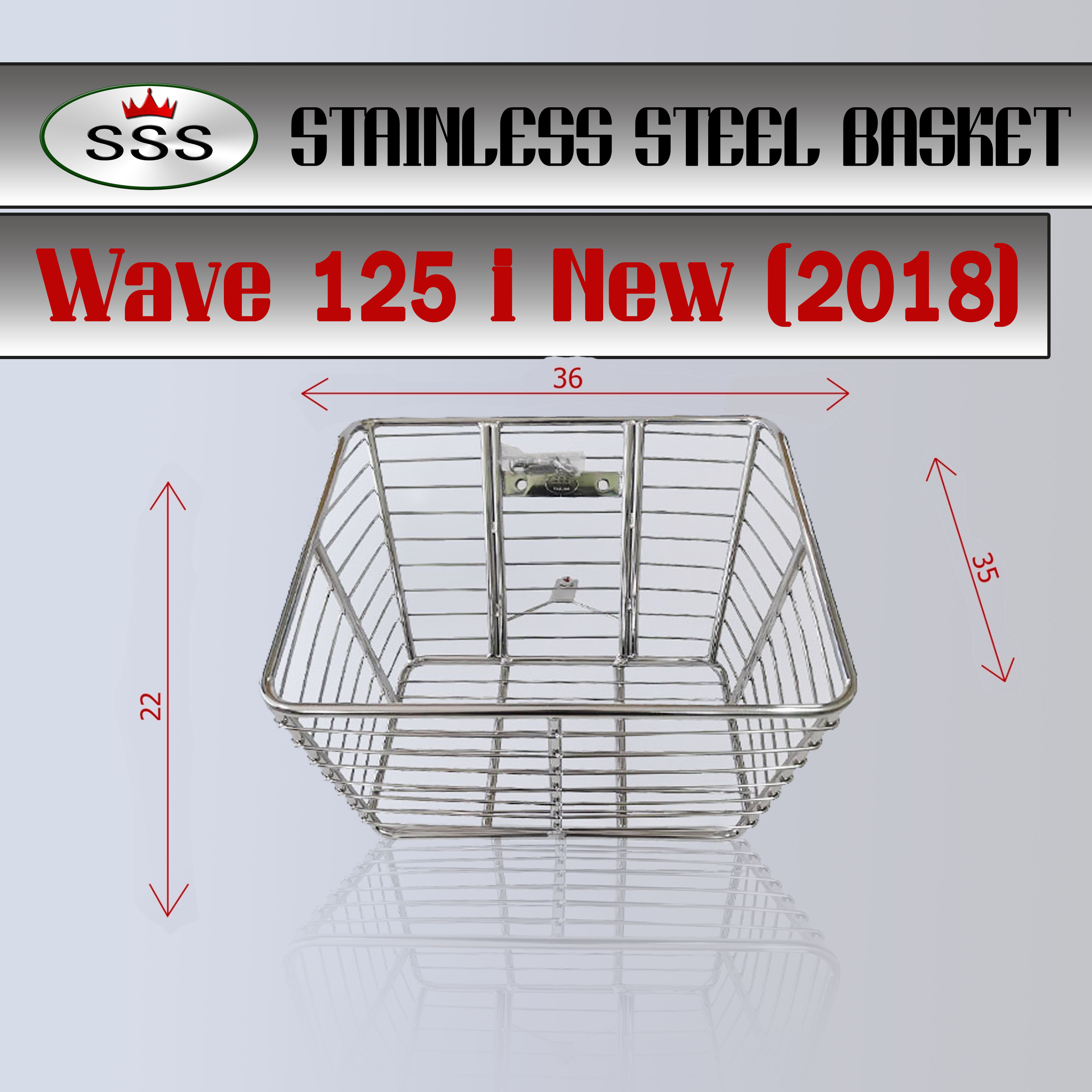 ตะกร้าสแตนเลสใบใหญ่ รุ่น Wave125 i LED 2018-2022