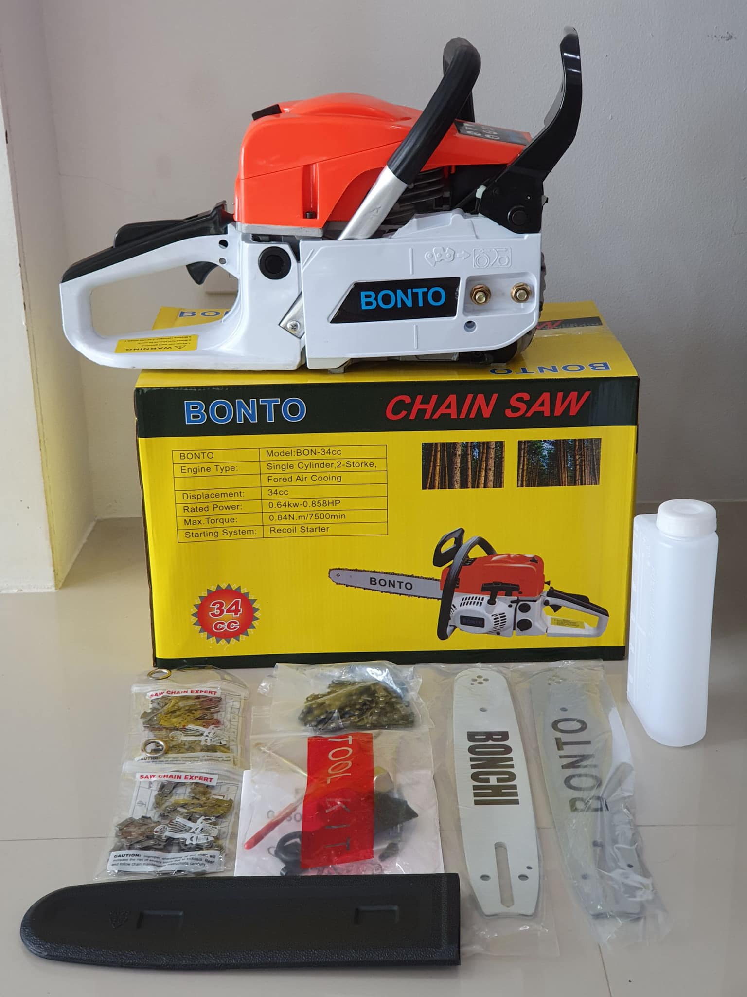 เลื่อยยนต์ ยี่ห้อ BONTO 11.5 นิ้ว โซ่ 3 เส้น บาร์ 2 อัน