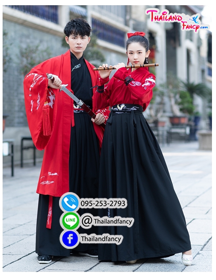 ชุดเช่าแฟนซีผู้ชาย เช่าชุดจอมยุทธ์จีน ชุดแฟนซีนานาชาติ ชุดจีนโบราณผู้ชาย ชุดเจ้ายุทธภพ ชุดเจ้ายุทธจักร ชุดจีนกำลังภายใน ชุดเช่าจอมยุทธชายชุดสีดำเสื้อคลุมแดง