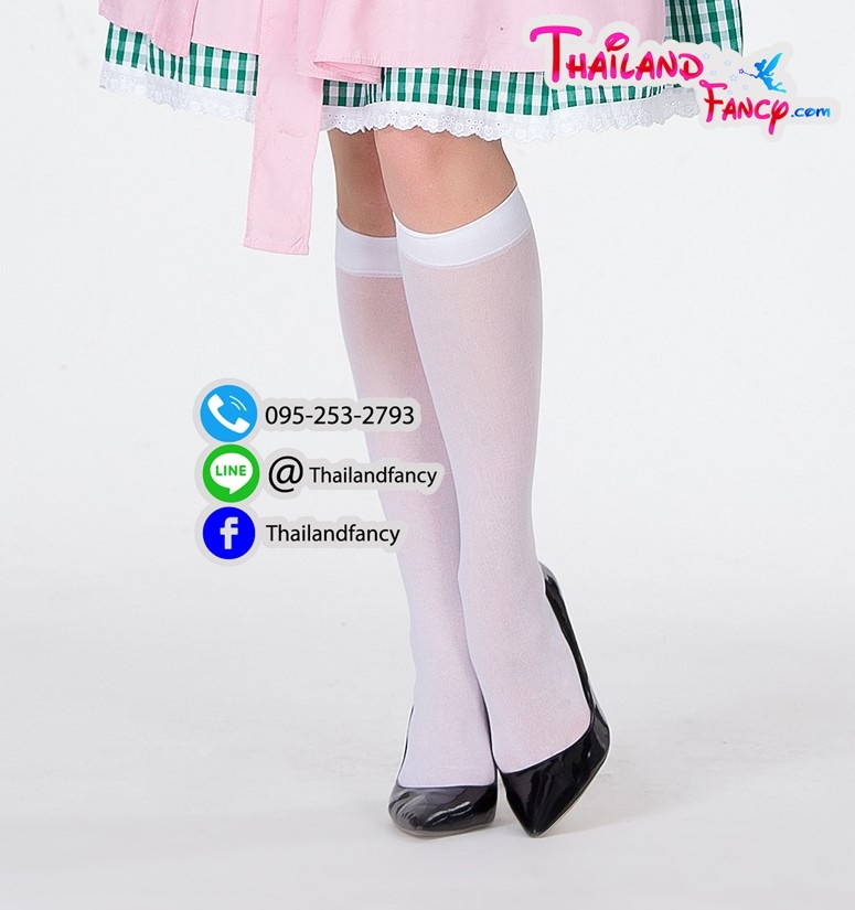 อุปกรณืแฟนซี ถุงน่องแฟชั่น ถุงน่องแฟนซี ถุงน่องสีขาว ถุงน่องไม่เต็มตัว ถุงน่องสีขาวใส่กับชุดไทย White Stocking Cosplay ถุงน่องสีขาวแค่เข่า