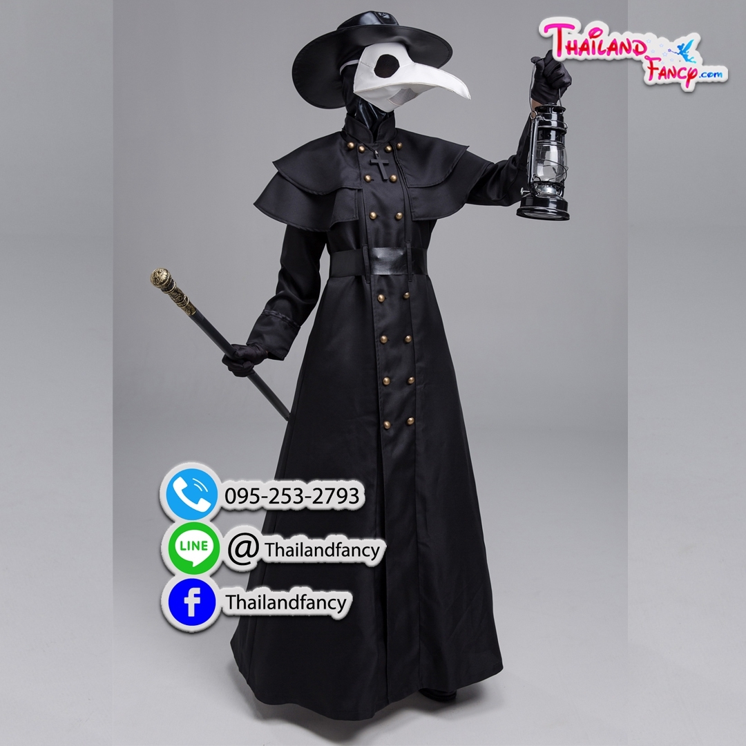ชุดเช่าแฟนซีผู้ชาย ชุดเช่าอีกาดำ Plague Doctor ชุดผีซอมบี้ ชุดอีกาผู้ชาย Halloween Night Costume ชุดปีศาจอีกา ชุดเช่าหมออีกาดำ
