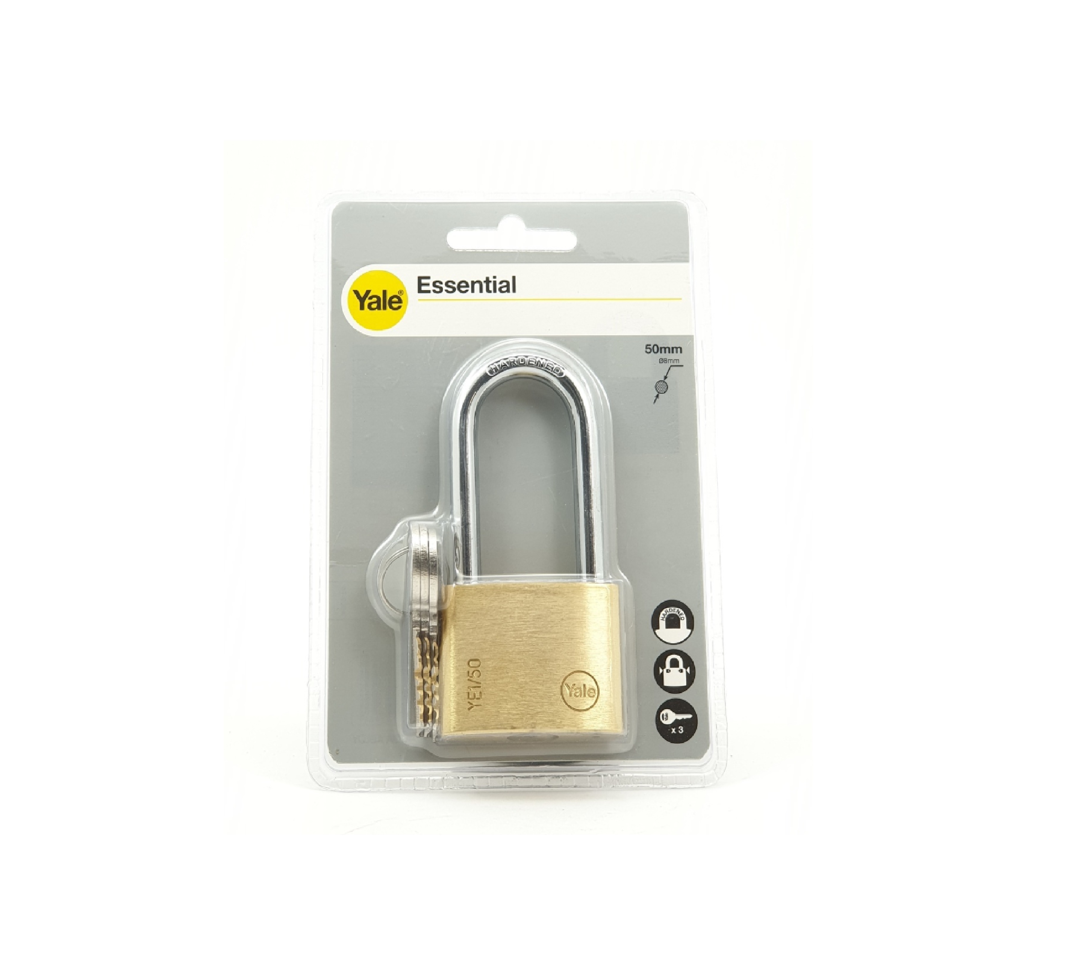 กุญแจคล้องเยล YE50LS ทองเหลืองแท้ ห่วงคล้องเหล็กยาว 50 มม.