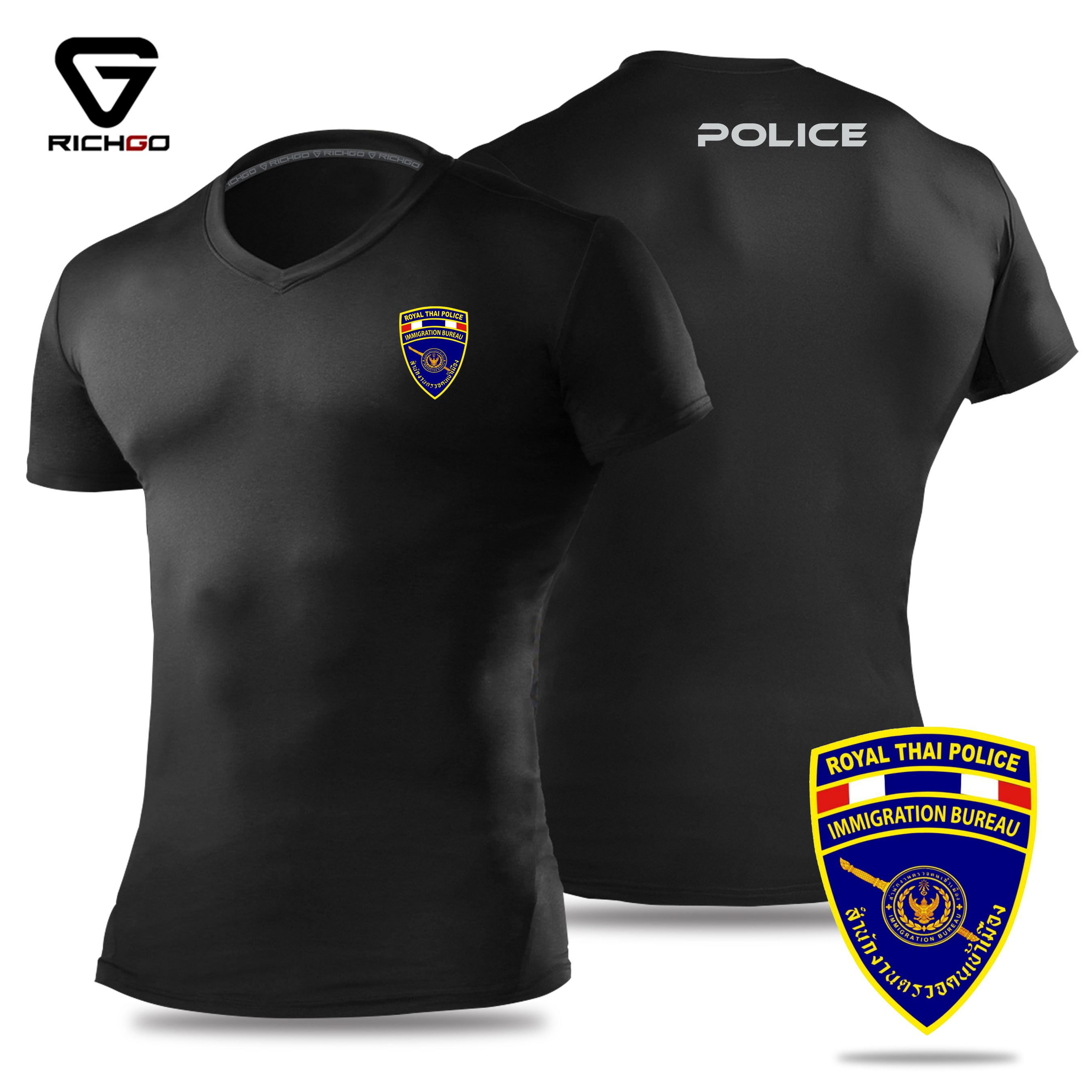 NVPL06-เสื้อยืดคอวีตำรวจตรวจคนเข้าเมือง