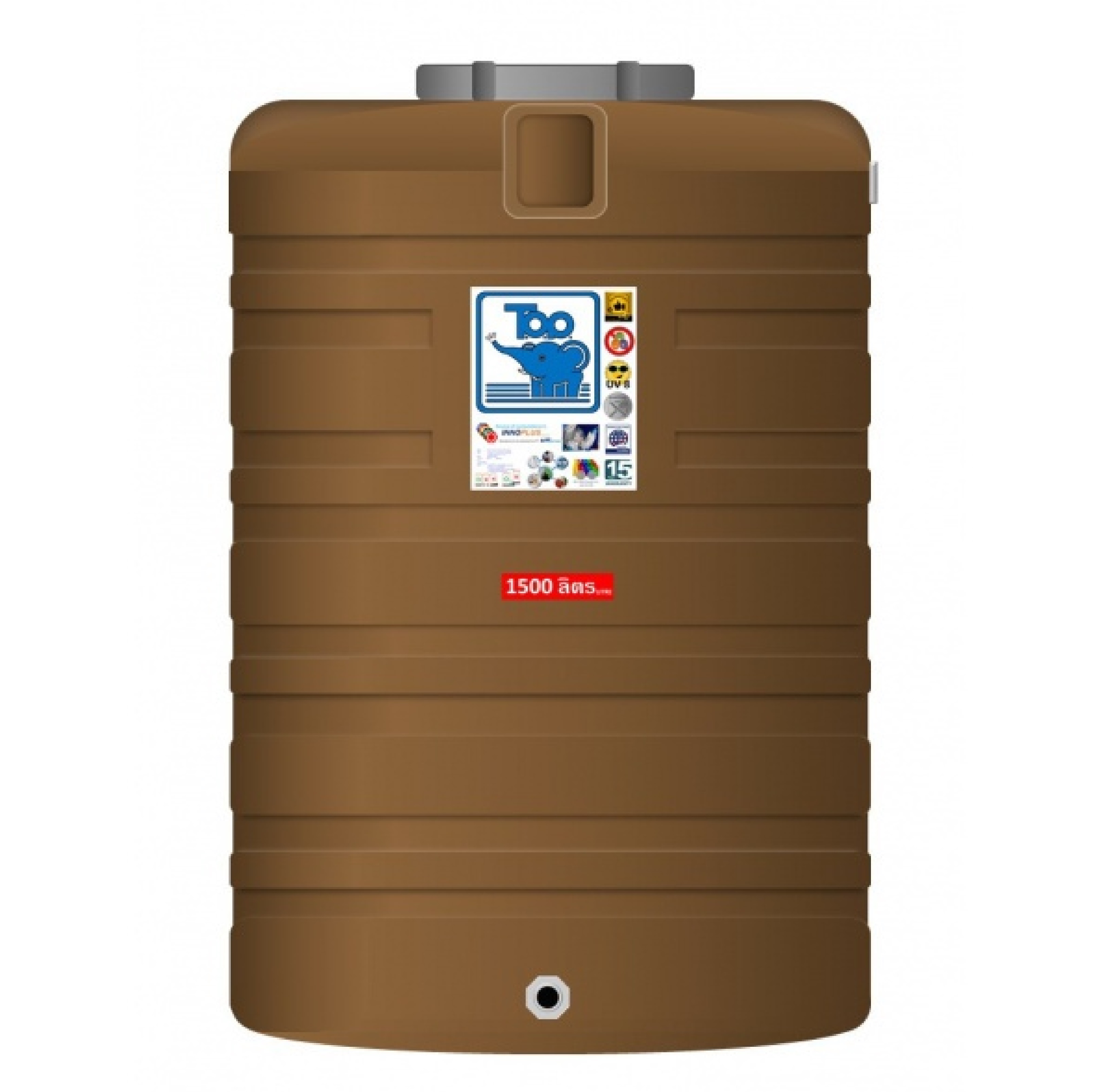 TOP ถังเก็บน้ำบนดิน 1500L รุ่น TOB-1500L ช้างน้ำเงิน รับประกัน 15 ปี