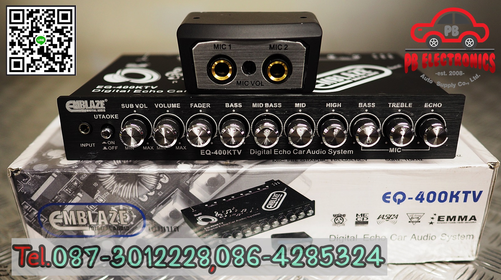 ปรีแอมป์ 4 แบนด์ (สำหรับร้องคาราโอเกะในรถ) Emblaze รุ่น EQ-400KTV