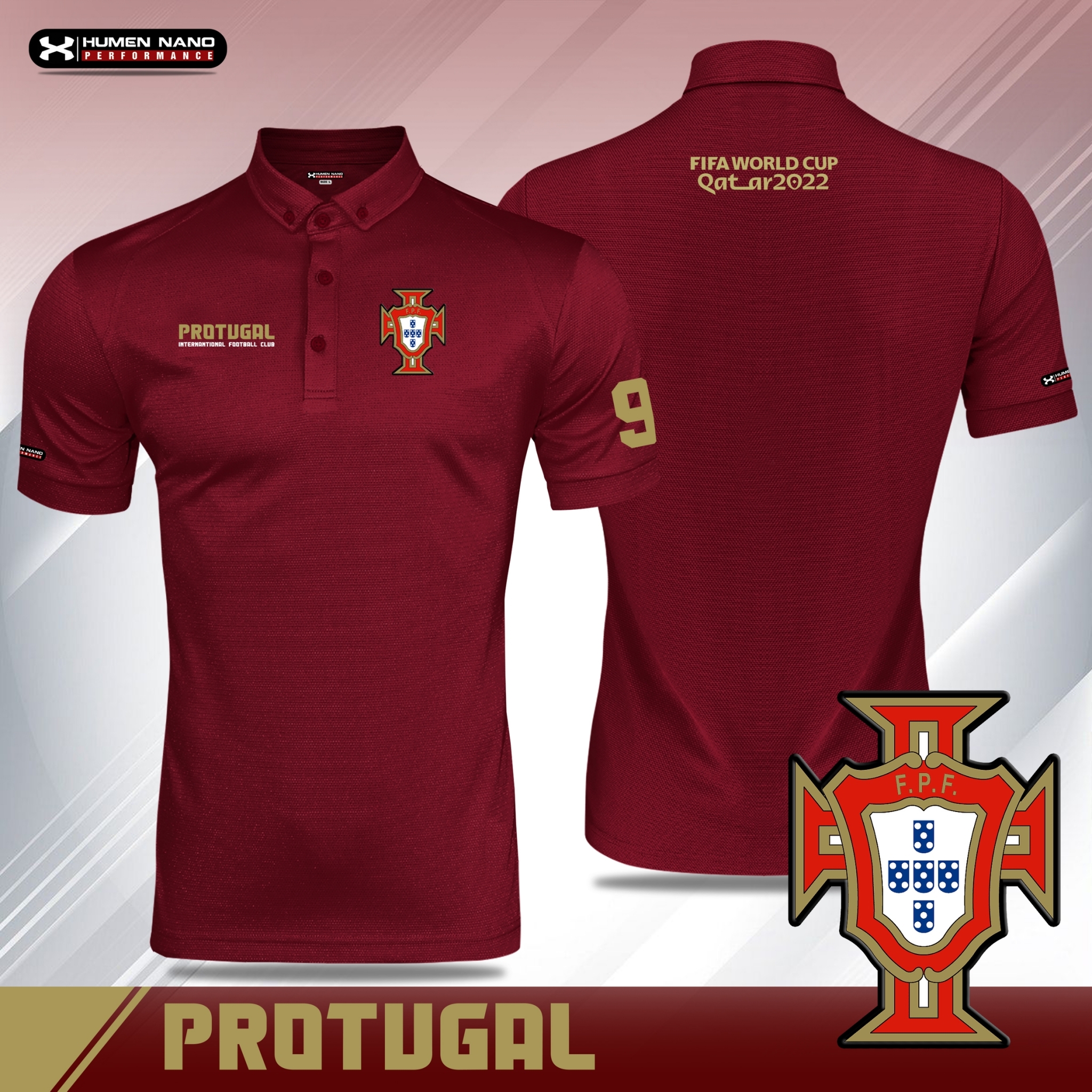 FB08-เสื้อโปโลแฟชั่น ทีมชาติโปรตุเกส 2022