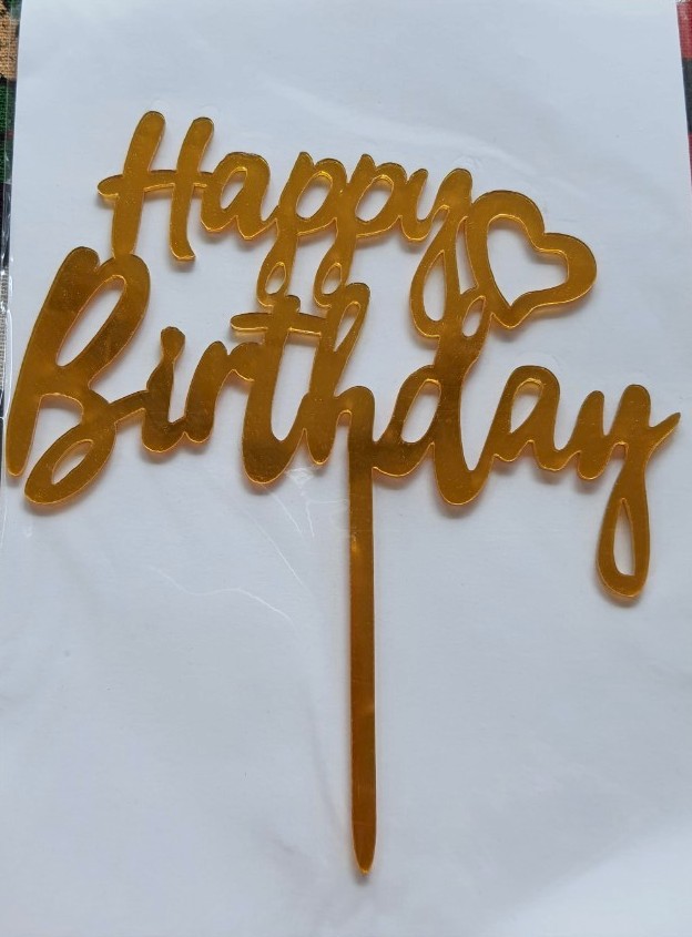 ป้ายอะคริลิค Happy birthday วันเกิด จากญี่ปุ่น Size : 12 cm สำหรับตกแต่ง เค้ก ช่อดอกไม้ ของขวัญ ฯลฯ