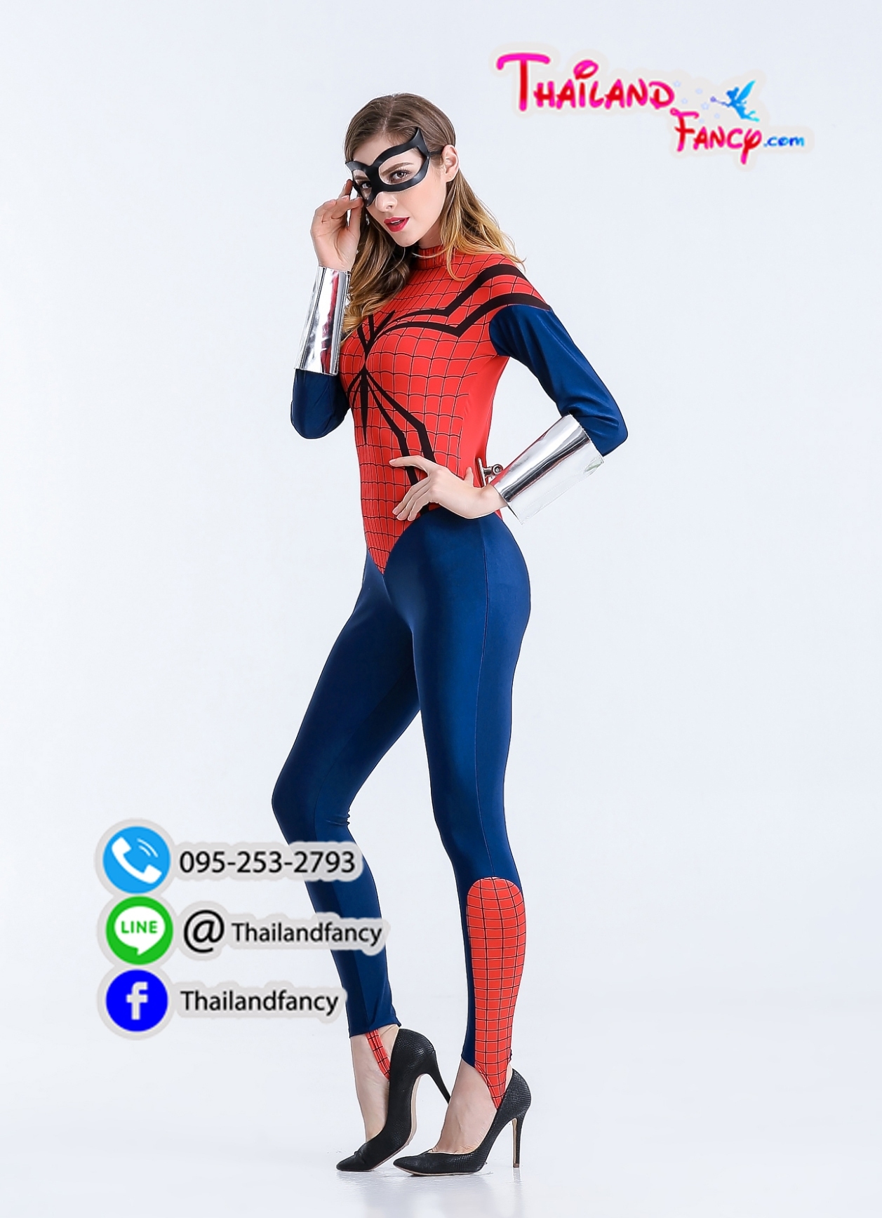 ชุดแฟนซี ชุดคอสเพลย์การ์ตูน ชุดซุปเปอร์ฮีโร่ ชุดสไปเดอร์เกิร์ล Spider Cosplay ชุดแมงมุมสาว ผ้ายืดแนบตัวทั้งชุด
