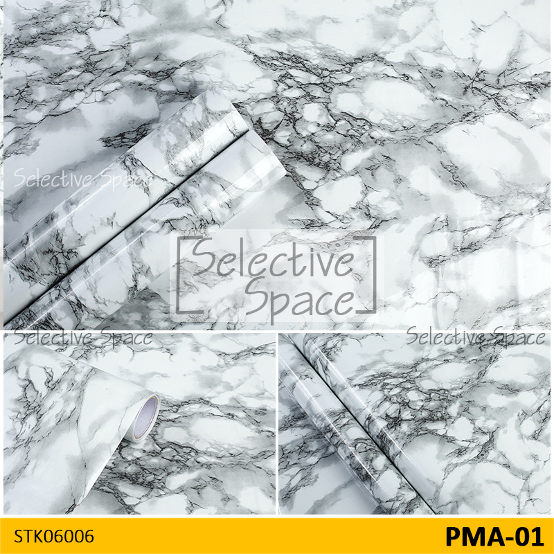 สติ๊กเกอร์ลายหินอ่อน สติ๊กเกอร์ติดผนัง สติกเกอร์ DIY รุ่น STK-06006 สี PMA-01