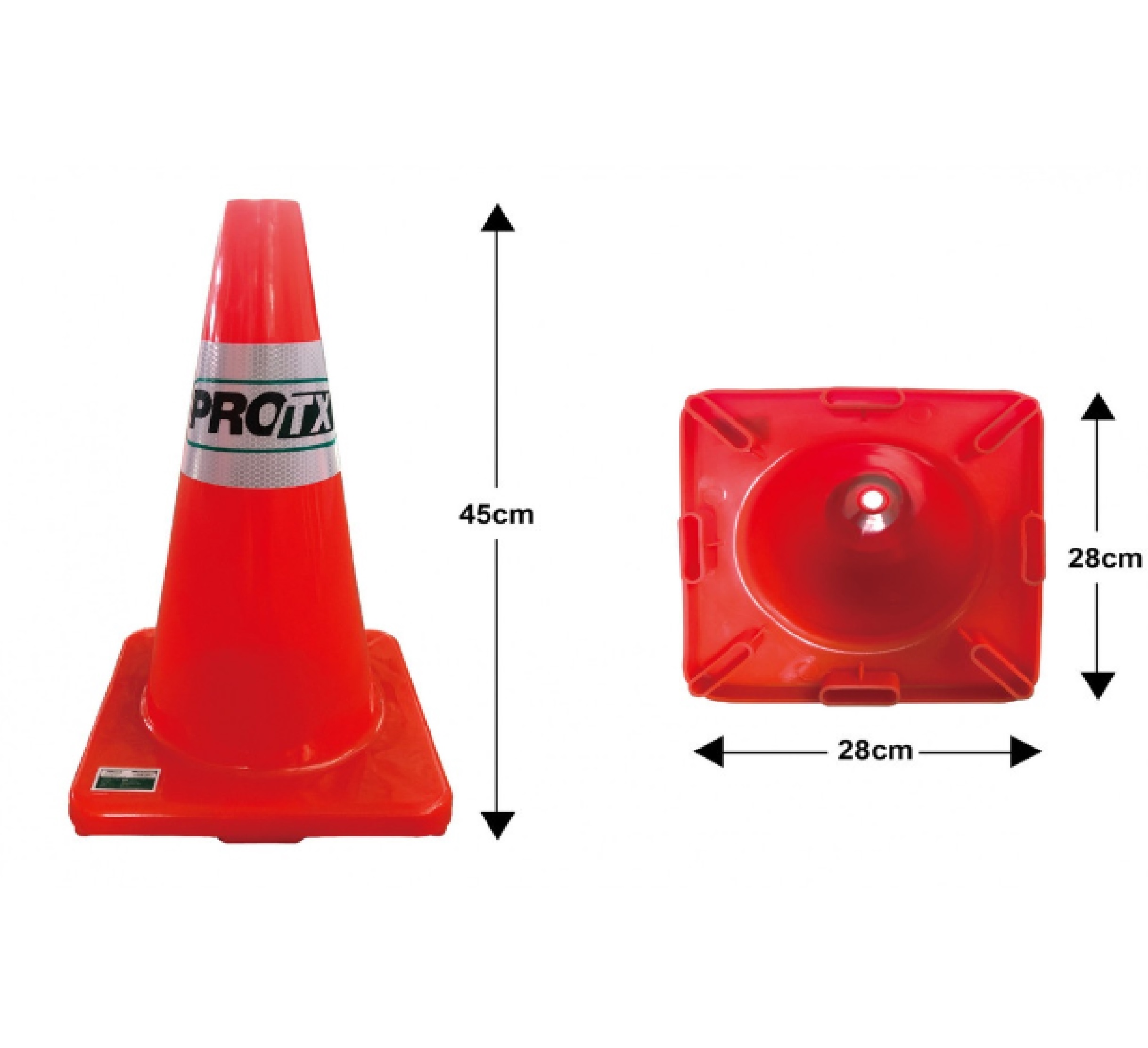 กรวยจราจร PVC รุ่น DTA45 ขนาด 450 mm Pro-tx สีส้ม