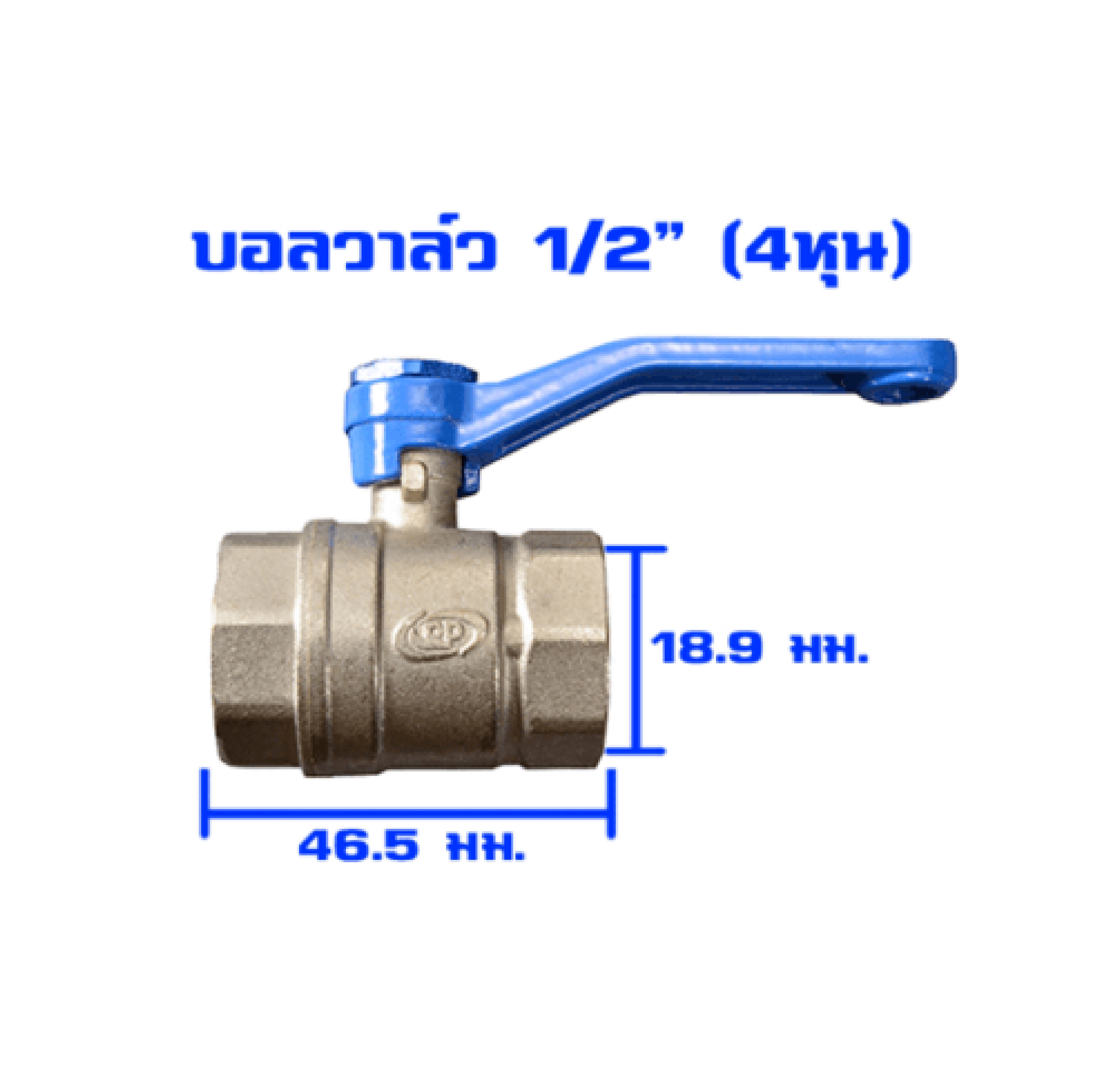 PP บอลวาล์วทองเหลือง 1/2 ด้ามน้ำเงิน