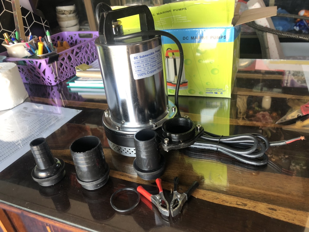 ชุดพร้อมใช้งาน ปั้มน้ำไดโว่ 12v + แผง150w แผงขนาด12-18v