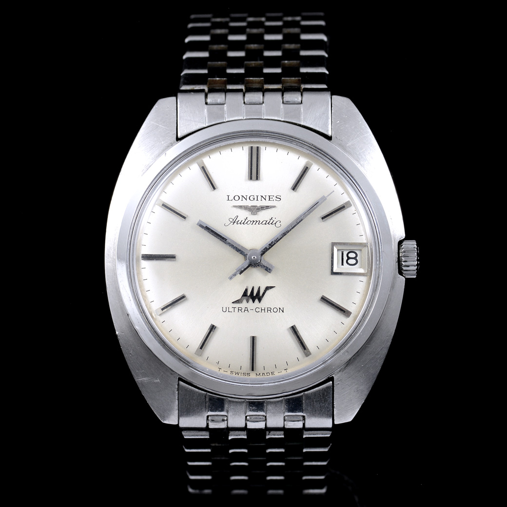 Longines Ultra Chron หน้าปัดสีเงิน ทรงจานบิน สายเหล็กแท้ Automatic ขนาด 35 mm