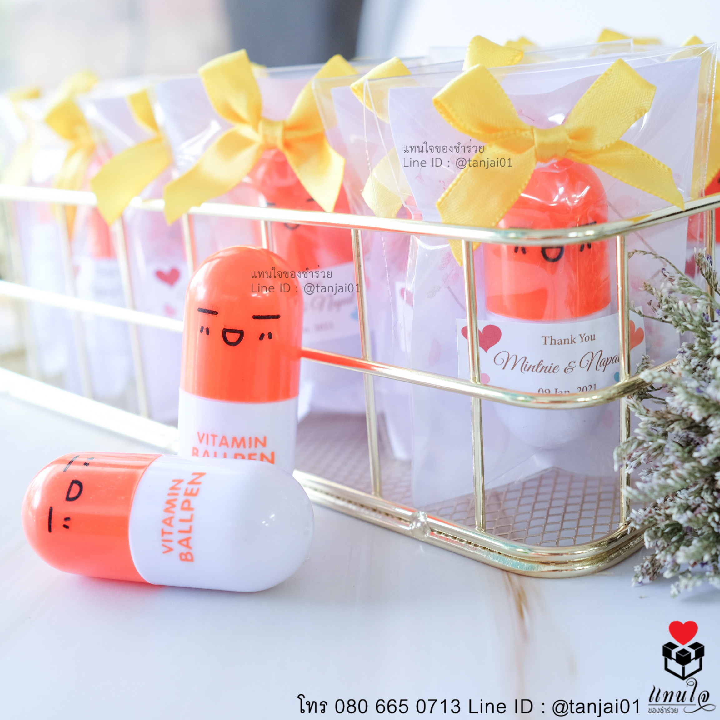 ของชำร่วยงานแต่งงาน ของแจกงานแต่งงาน ของที่ระลึกงานแต่งงาน ปากกาแคปซูล สีส้ม 01