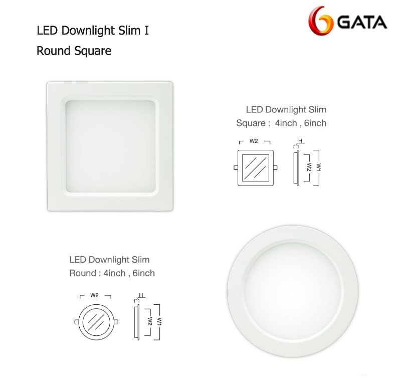 โคมไฟ LED Dowlight Silm I Round Square