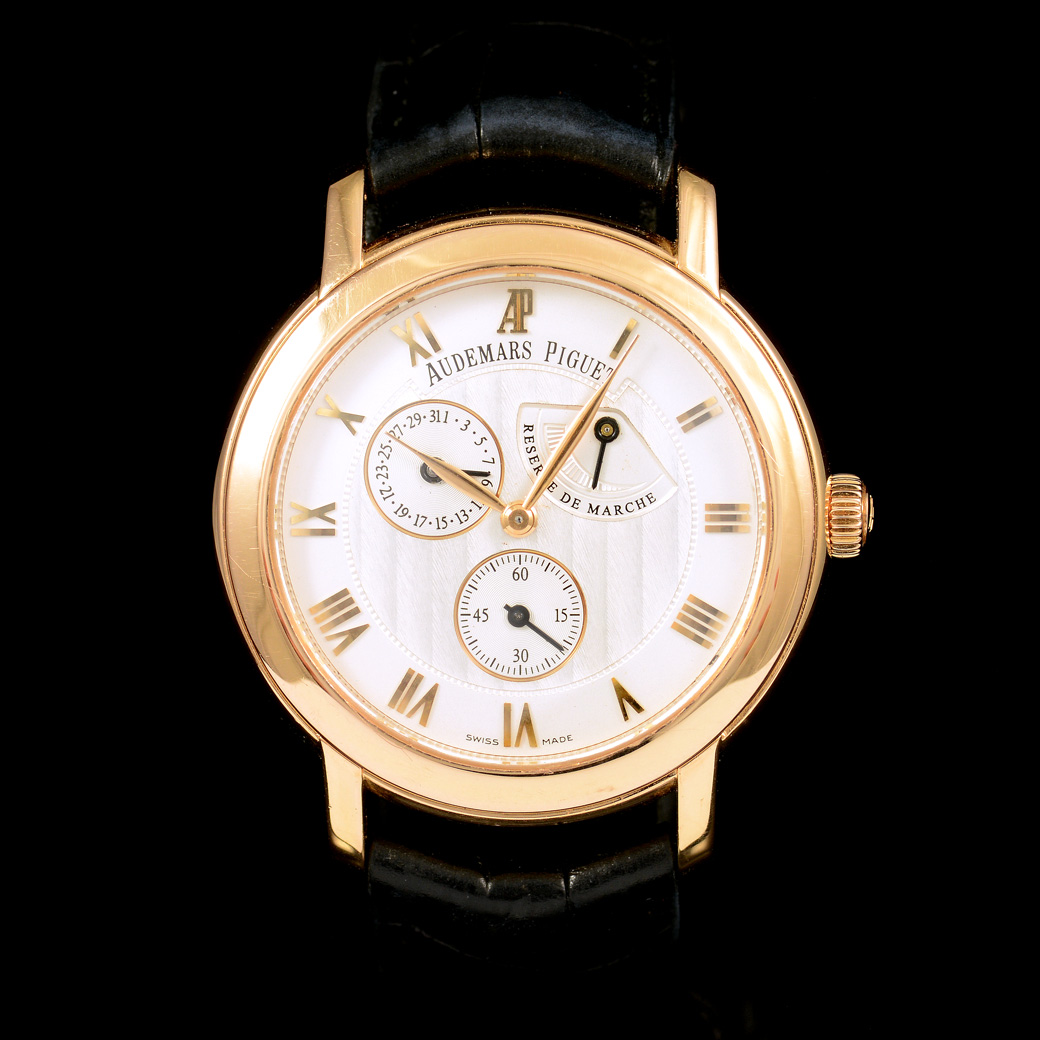 Audemars Piguet (AP) Jules Audemars Ref.259550R Small Seconds & Power Reserve 18k Pink Gold หน้าปัดสีขาว หลักชั่วโมงเลขโรมมันสีทองชมพู ตัวเรือนทองชมพู18K สายหนังแท้ หัวเข็มขัดแท้ ไขลาน ขนาด 36 mm