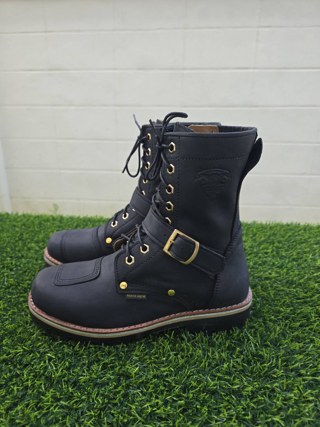 รองเท้าขี่มอเตอร์ไซด์หนังแท้ สไตล์คลาสสิค 🔺 รุ่น Moto-05(Fatboy) สีดำ