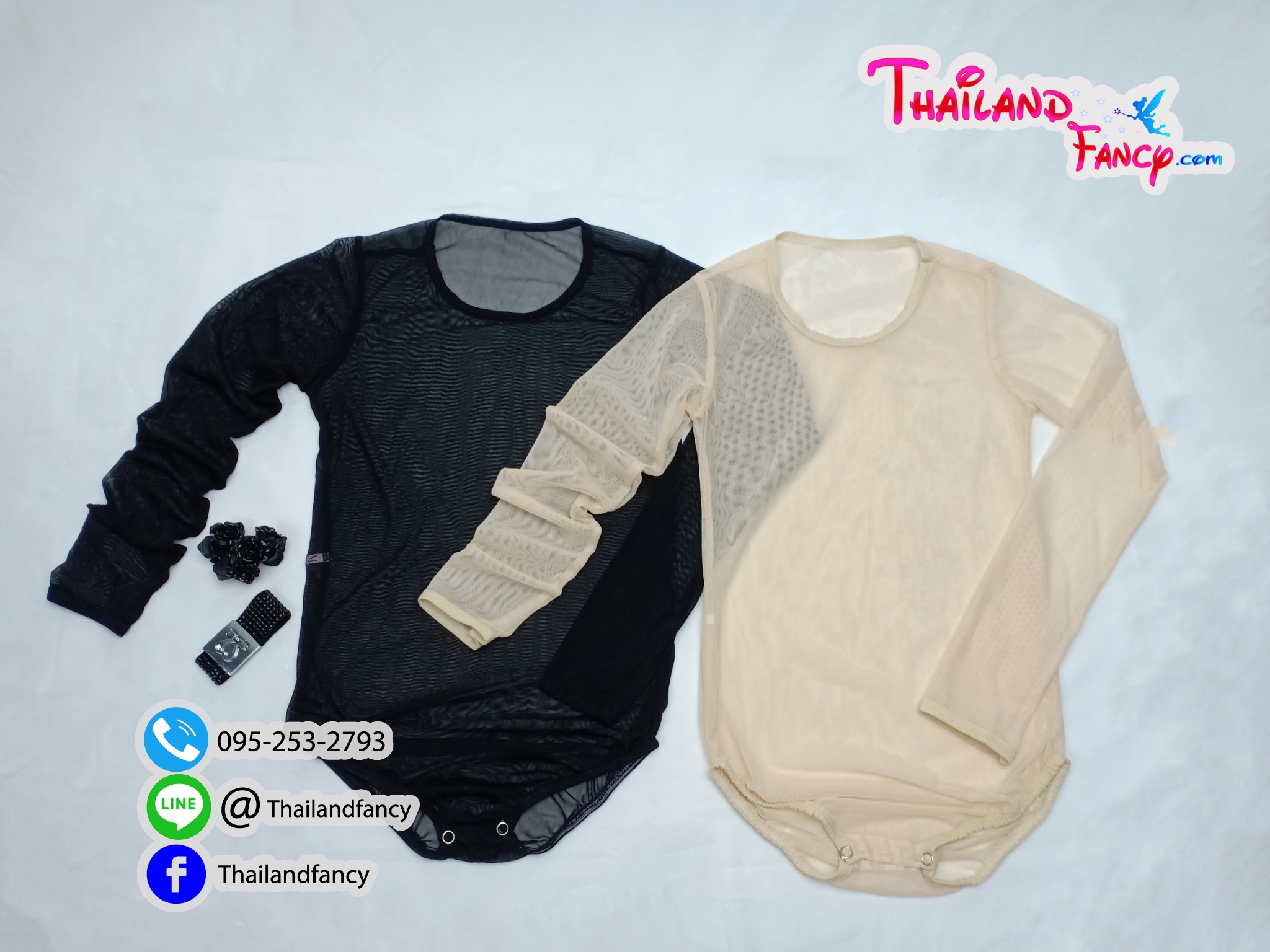 ชุดแฟนซี ชุดแต่งคอสเพลย์ Body Suit Stocking ชุดกันโป๊ ชุดบอดี้สูท ชุดเสื้อซับใน ชุดบอดี้สูทผ้าตาข่ายจิ๋วยืด4ด้าน สีดำ