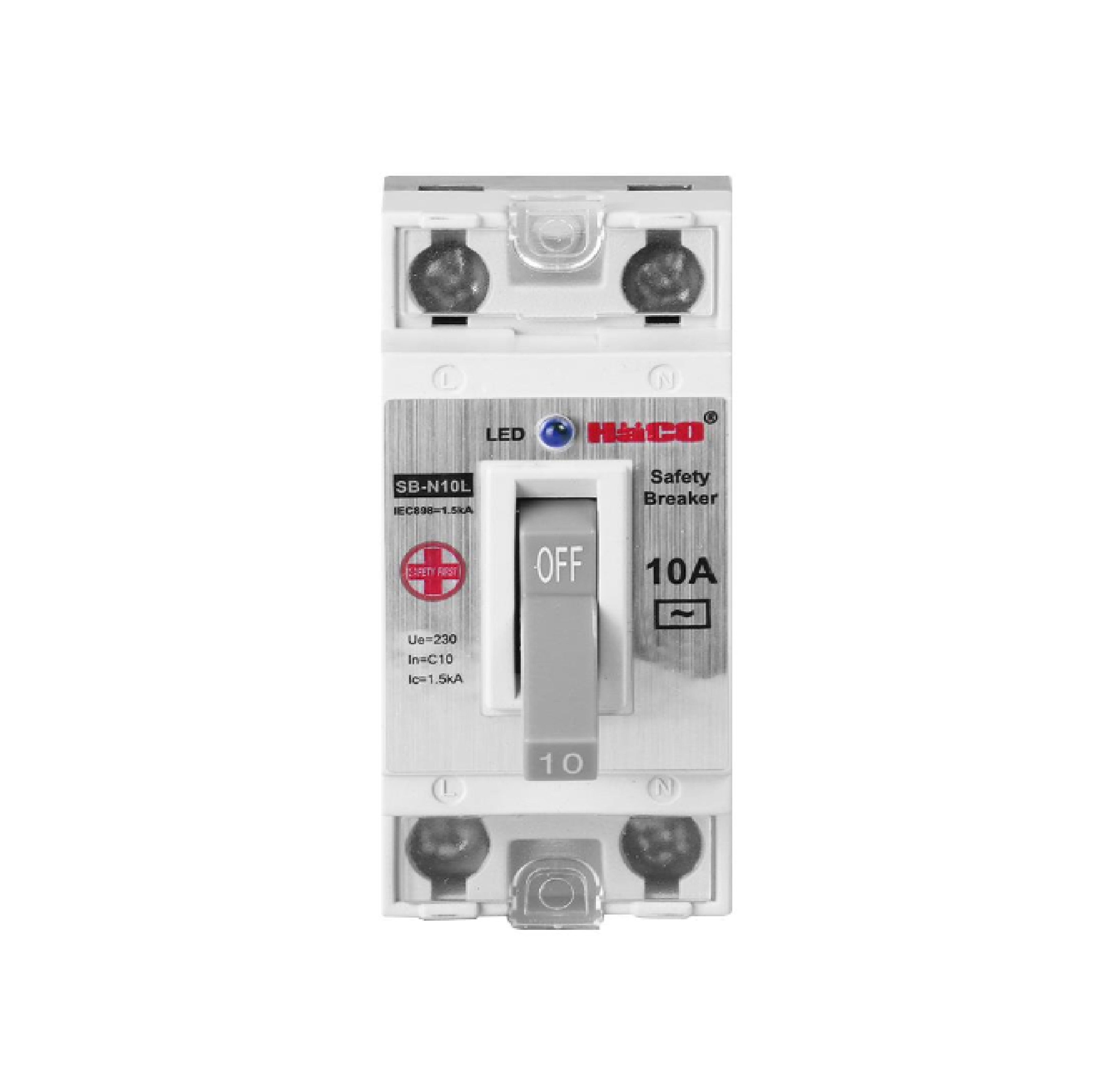 เซฟตี้เบรกเกอร์ ป้องกันไฟเกิน มีสัญญาณไฟสีฟ้า 10 แอมป์+กล่องลอย HACO SB-N10/L