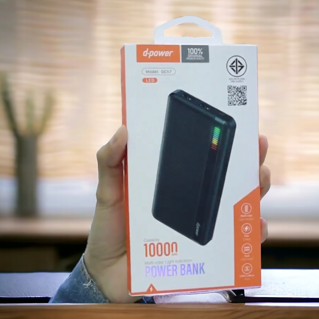 แบตสำรอง ยี่ห้อ d-power รุ่น GC-57 (10,000 mAh)