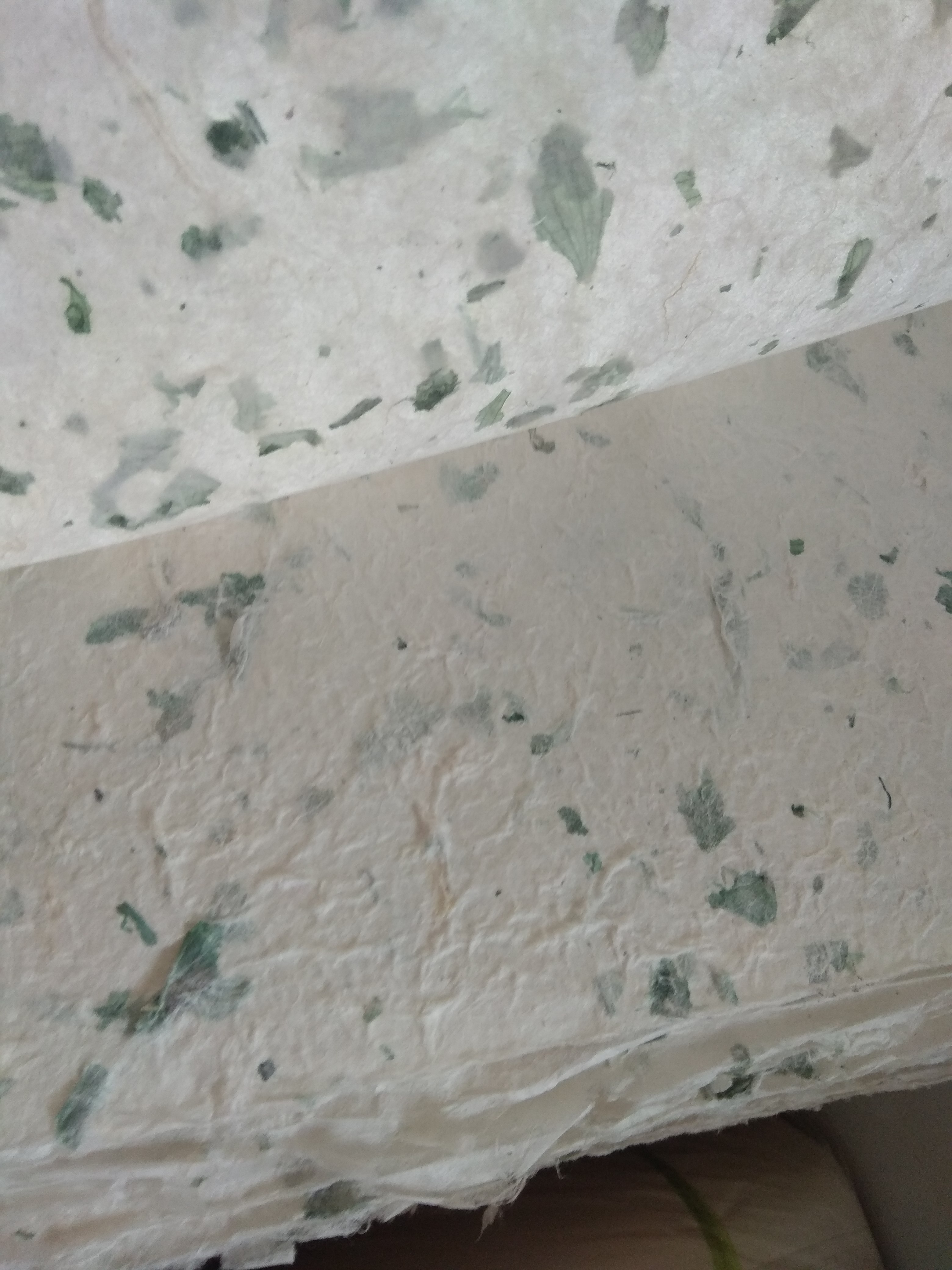 กระดาษสา ใส่เปลือกกระเทียมสีเขียว