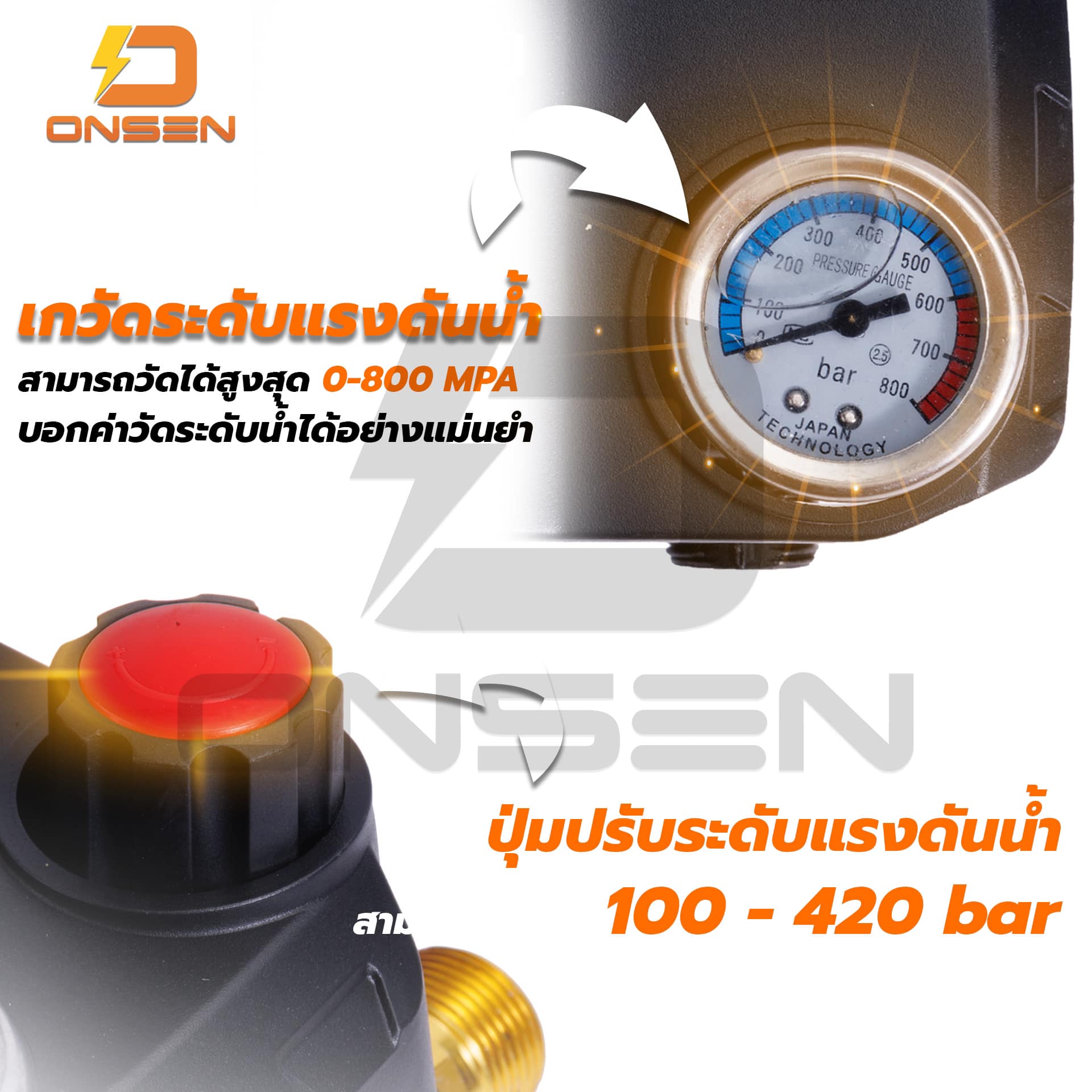 เครื่องอัดฉีดแรงดันสูง Onsen 420 บาร์ 3 ระบบ