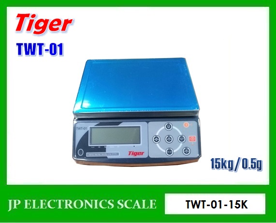 เครื่องชั่งดิจิตอล 15kg ตาชั่งดิจิตอล15kg เครื่องชั่งน้ำหนักดิจิตอล 15กิโลกรัม เครื่องชั่งดิจิตอล15กิโล ตาชั่ง15กิโล ความละเอียด0.5g ยี่ห้อ TIGER รุ่น TWT-01 ขนาดถาดชั่ง 34.5*33*11.2cm.
