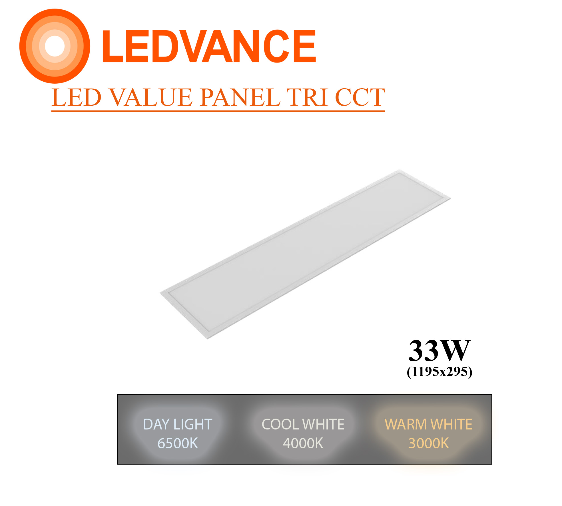 โคม LED VALUE PANEL TRI COLOR 120x30 33W