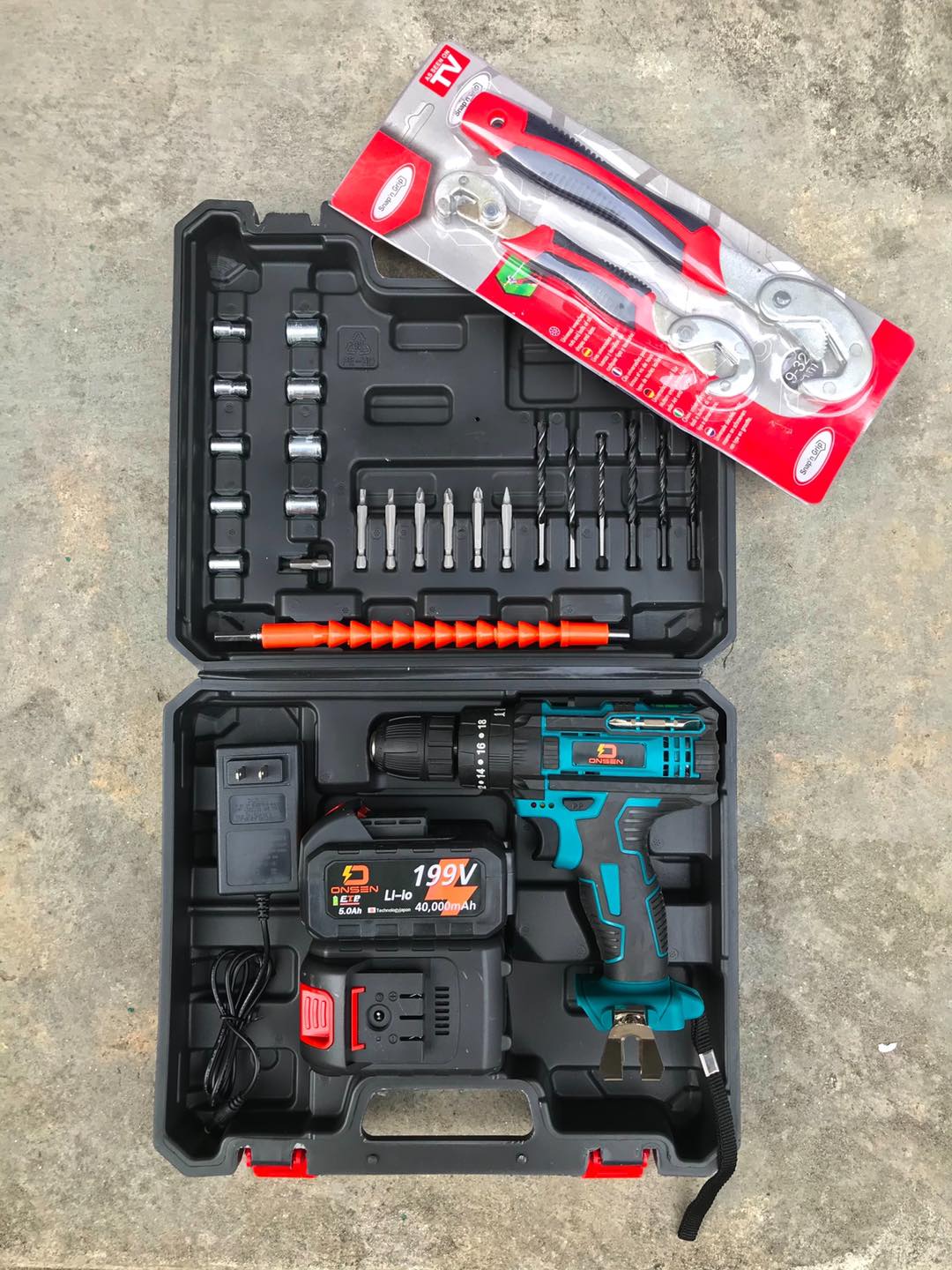 สว่านแบตไร้สาย 3 ระบบ Onsen รุ่นใหม่ 199V แถมประแจอเนกประสงค์ 1 ชุด