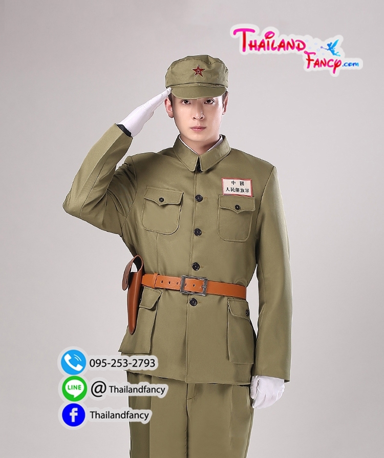 ชุดเช่าแฟนซีผู้ชาย ชุดเช่าทหารช่างญี่ปุ่น ชุดเครื่องแบบทหารโกโบริ ชุดทหารสงครามโลก ชุดเช่านายทหารญี่ปุ่นสีเขียวอ่อนกางเกงเดฟ