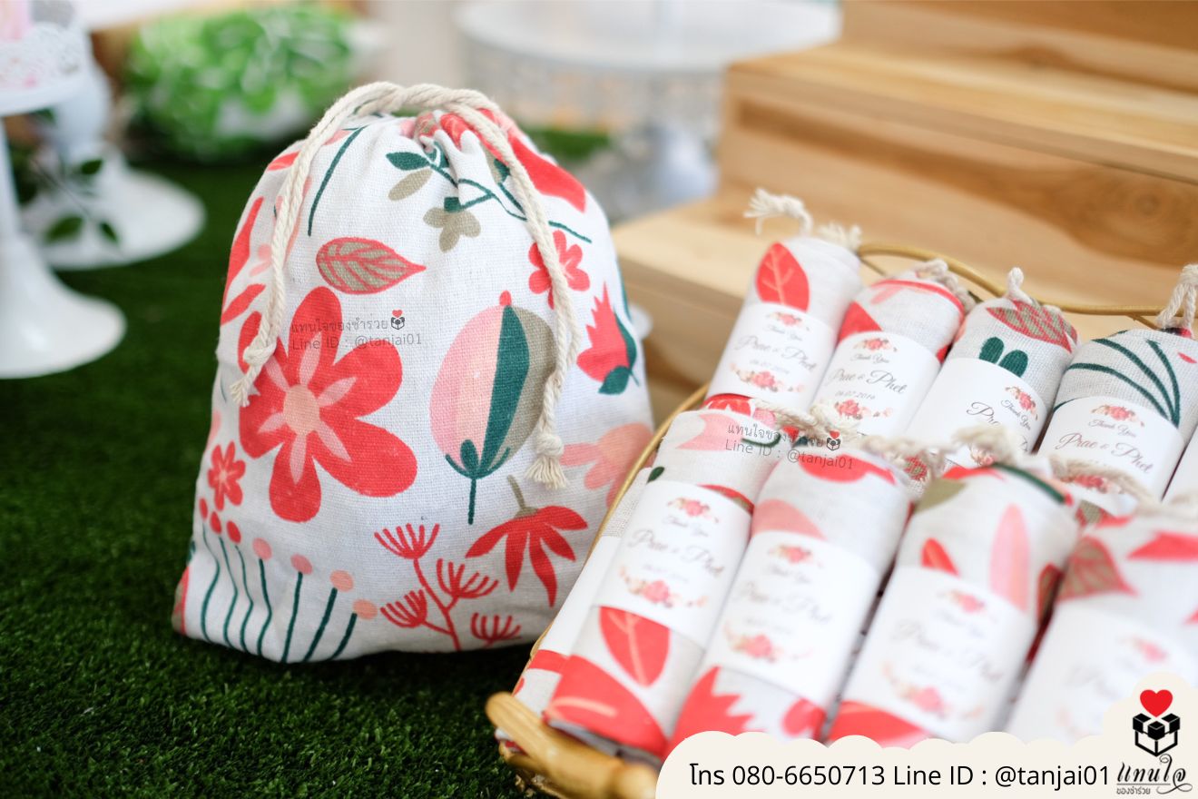 ของชำร่วยงานแต่ง ของแจกลูกค้า ของที่ระลึกงานเกษียณ ถุงผ้าพิมพ์ลาย ถุงผ้าลายน่ารัก กระเป๋าผ้าราคาถูก กระเป๋าผ้าพิมพ์ลาย ถุงผ้าลายสวยๆ ของชำร่วยมินิมอล ถุงผ้าราคาส่ง ถุงผ้าผูกเชือกป่าน ถุงผ้าลายสำเร็จ
