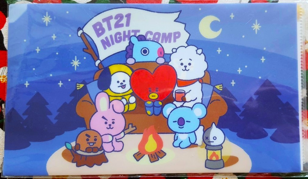 BT21 NIGHT CAMP ซองใส่หน้ากาก ซองใส่แมส ใส่ตั๋ว ฯลฯ ของแท้จากญี่ปุ่น Size : 21 x 12 cm BANDAI