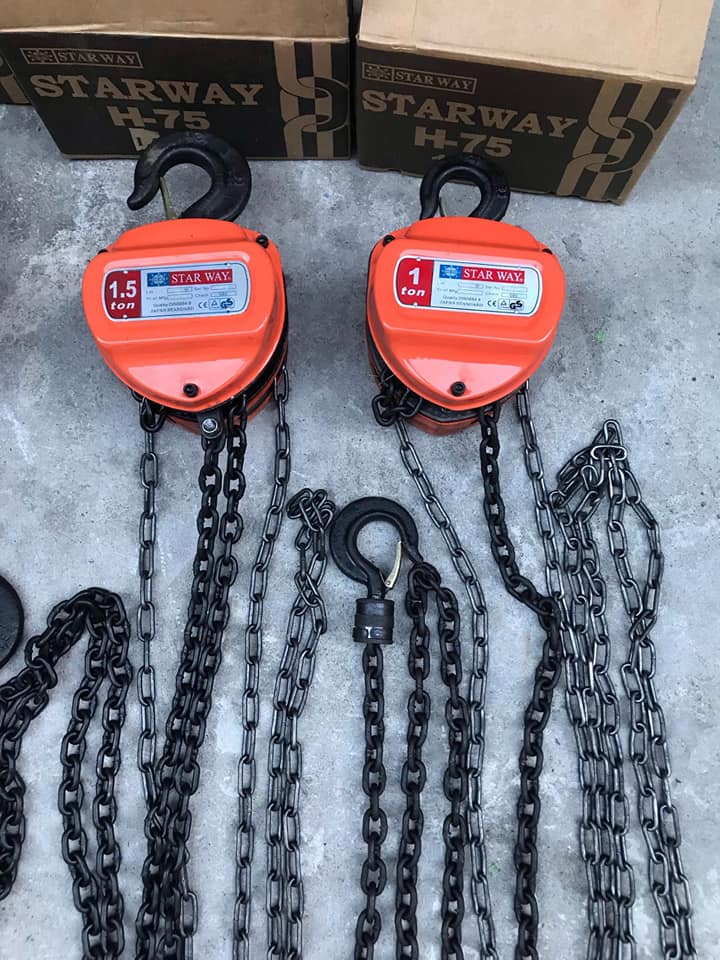 รอกโซ่ ยี่ห้อ Star Way (แบบใช้มือดึง-สาว) แบบเหลี่ยม มี 4 ขนาดให้เลือก