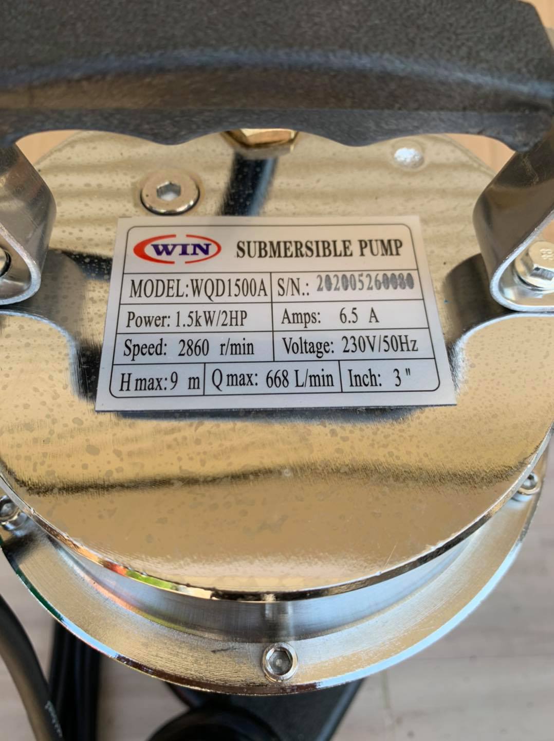 ปั๊มแช่สแตนเลส ดูดโคลน Win ท่อ 2 นิ้ว 3 นิ้ว