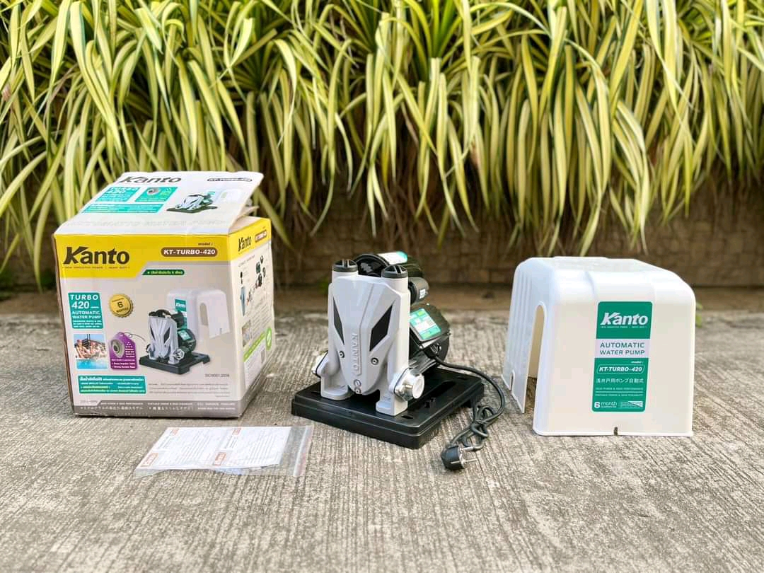 ปั๊มน้ำอัตโนมัติ รุ่น KT-TURBO-420 มีฝาครอบ+ฐานพลาสติกเหนียว กำลัง 420 วัตต์