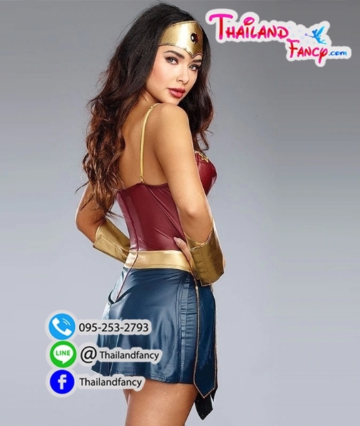 ชุดแฟนซีวันเดอร์วูแมน ชุดซุปเปอร์ฮีโร่ผู้หญิง Wonder Woman Costume ชุดการ์ตูน ชุดคอสเพลย์หนังเทียมสายเดี่ยววันเดอร์ วูแมน