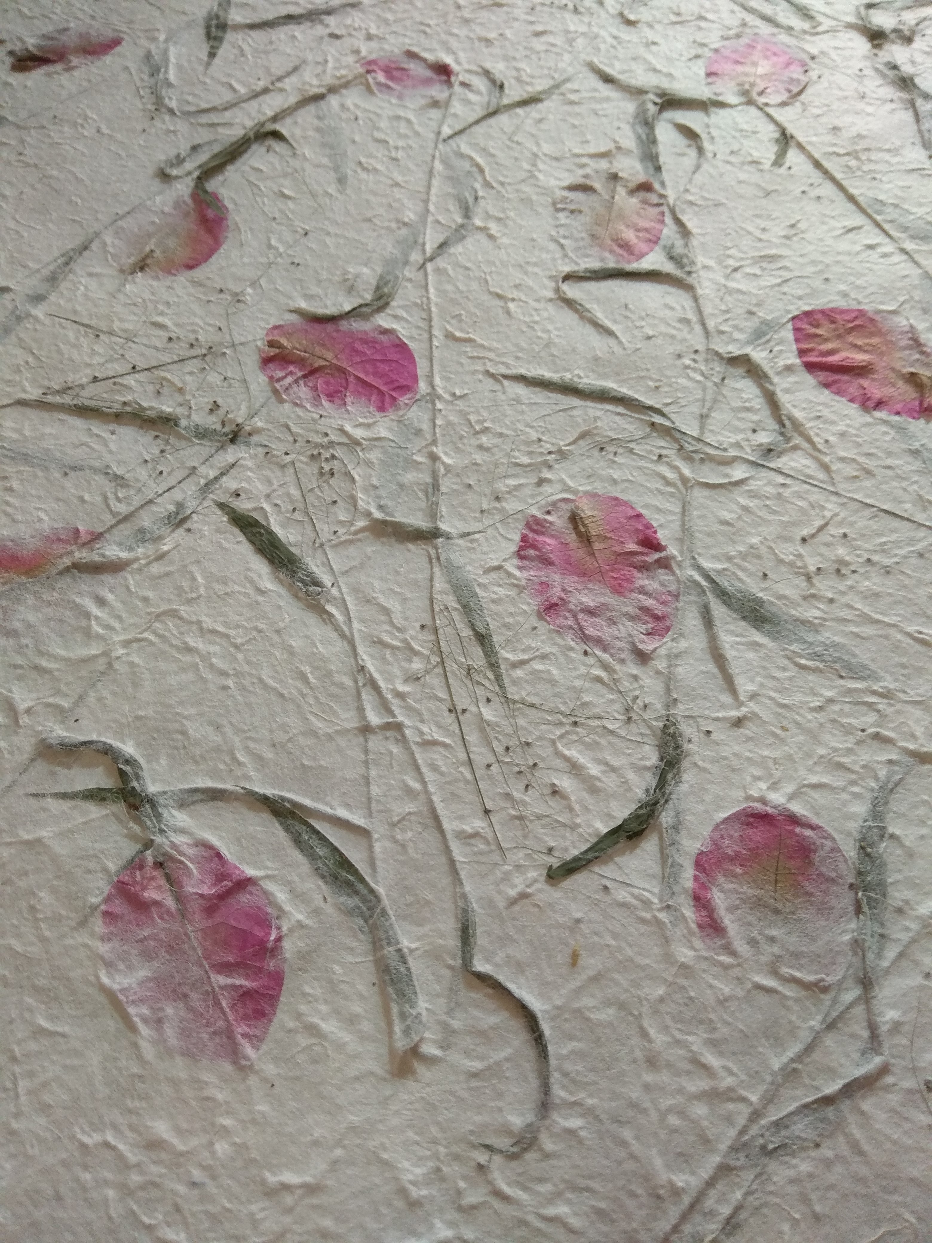 กระดาษสาหนาขรุขระมีลายดอกไม้ในตัว