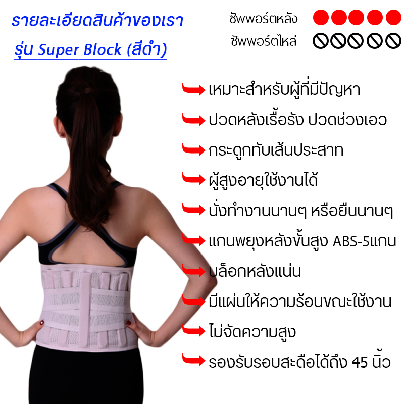 เข็มขัดพยุงหลัง บล็อคหลัง สีดำ Size 3XL
