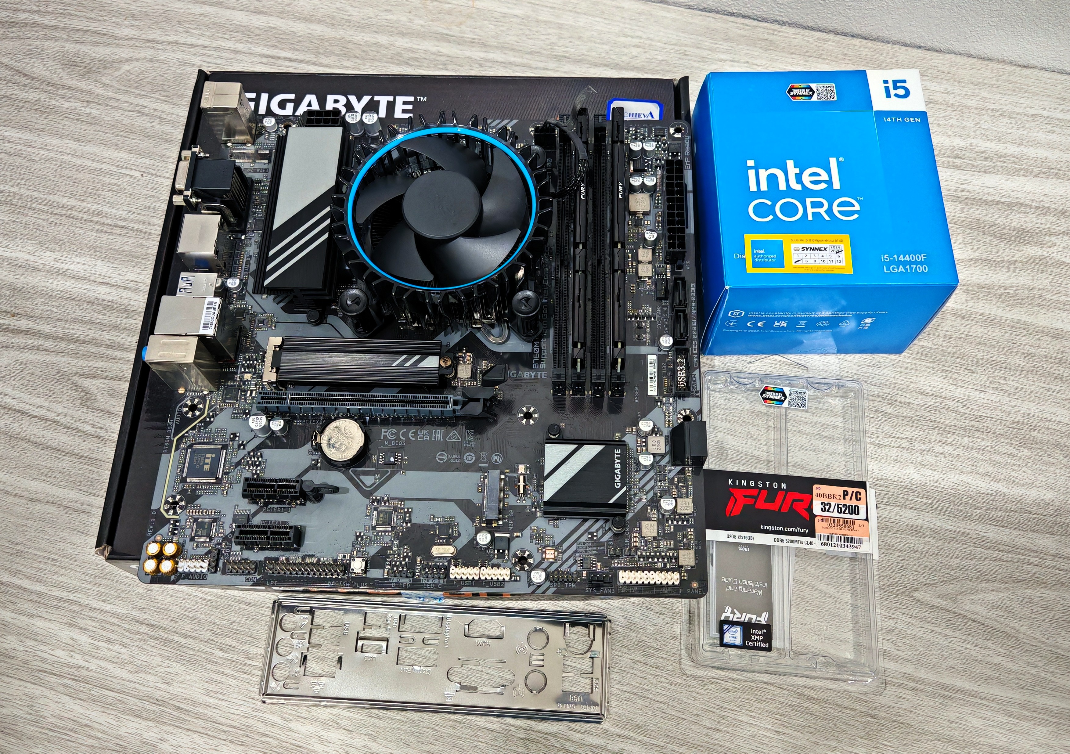 เซ็ตมัดรวม บอร์ด B760M + i5 14400F + DDR5 32GB(16*2)/5200