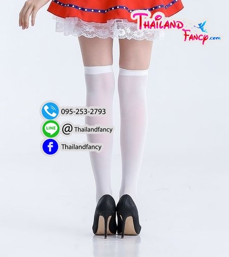 อุปกรณืแฟนซี ถุงน่องแฟชั่น ถุงน่องแฟนซี ถุงน่องสีขาว ถุงน่องไม่เต็มตัว ถุงน่องสีขาวใส่กับชุดไทย White Stocking Cosplay ถุงน่องสีขาวแค่เข่า